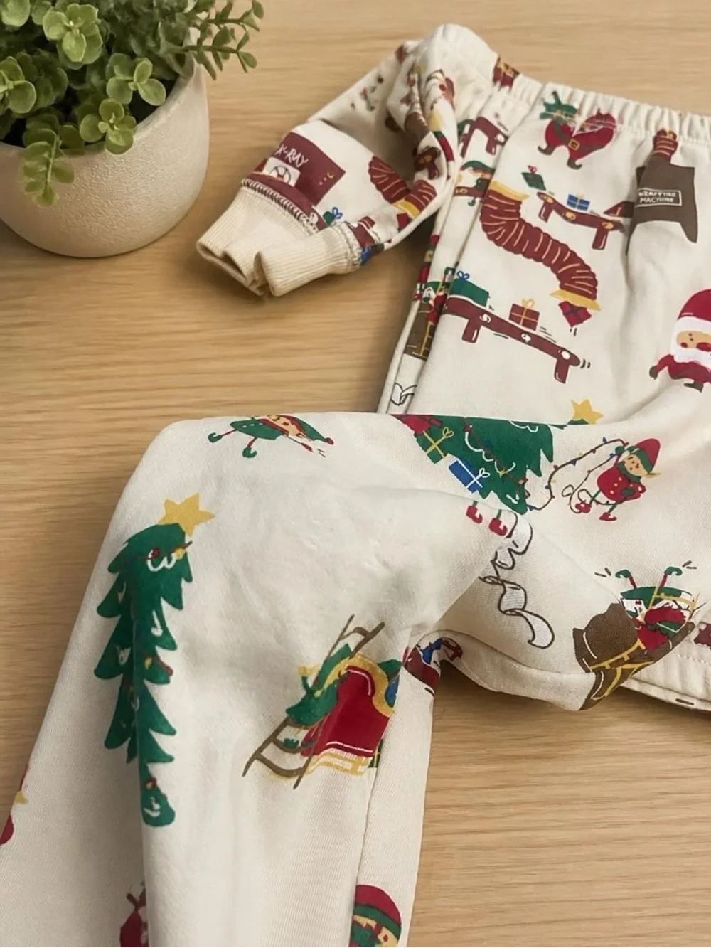 Kids Holiday Matching Set - White Santa & Tree Print